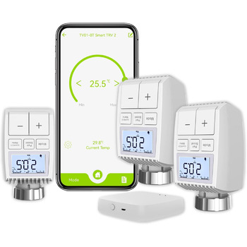 Розумний радіаторний термостат MOES, 3 термостатні радіатори з 1 концентратором, нагрівання термостата Tuya, інтелектуальний контролер радіатора, сумісний із Alexa Google Home