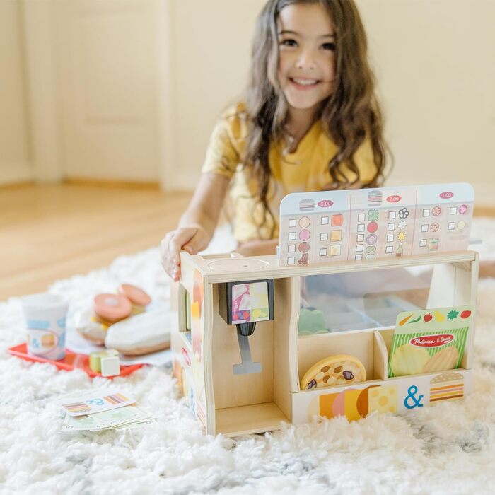 Бутербродна лавка Melissa & Doug для дітей віком від 3 до 6 років, з дерева та фетру, рольова гра, 52 деталі