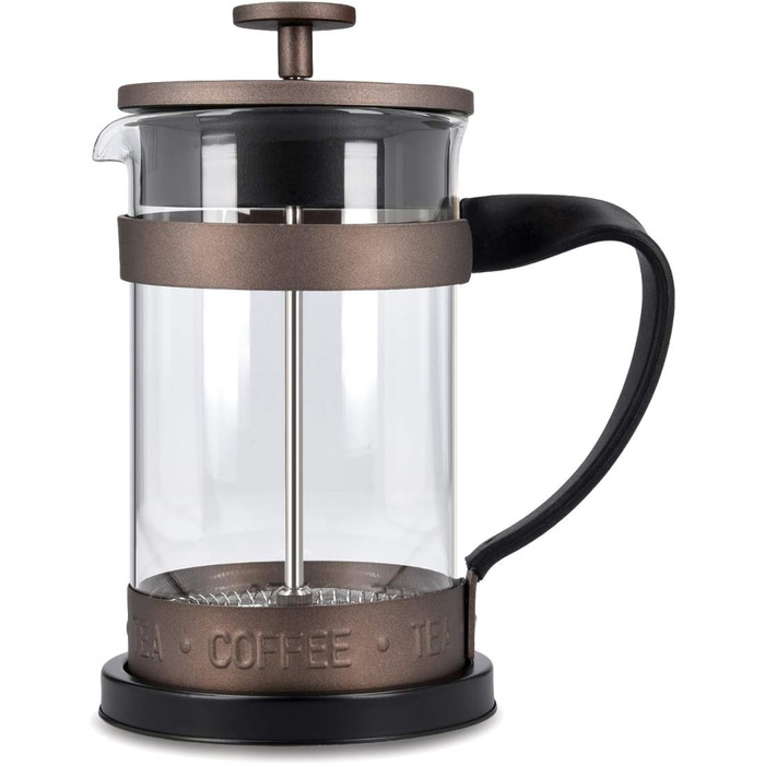 Кавоварка Navaris French Press з фільтром з нержавіючої сталі - 600 мл Stamp Pot - 15x10.2x18.2см - 0.6 л Кавоварка Press Pot - також для чаю 600 мл Brown