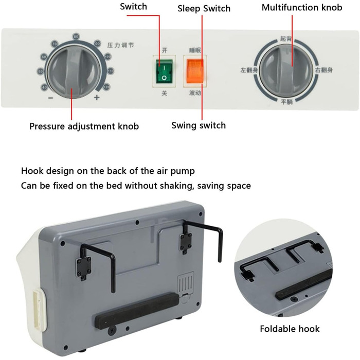 Протипролежневий матрац, надувна повітряна подушка для ліжка, наповнювач матраца проти тиску з повітряним насосом, матрац з чергуванням тиску з підйомом і функцією перекидання вліво і вправо, матрац для ліжка
