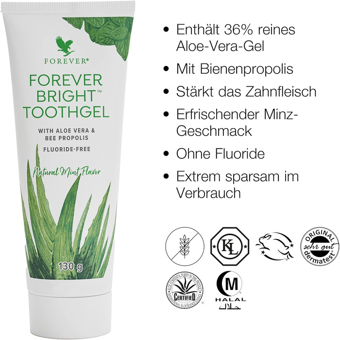 Зубна паста Forever Living Products Forever Bright (3 шт. и), 130 г, освіжаючий смак м'яти, зміцнює ясна, сертифікований dermatest, не містить глютену