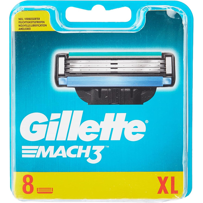 Леза для бритви Gillette Mach3 з посиленими смужками вологості, 16 змінних лез стандартно - 16 шт.