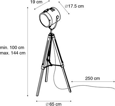 Промисловість I Вінтаж I Промисловість I Вінтаж I Дерев'яний торшер зі штативом і студійним прожектором - Braha I Вітальня I I Спальня - Подовжений - підходить світлодіод E14