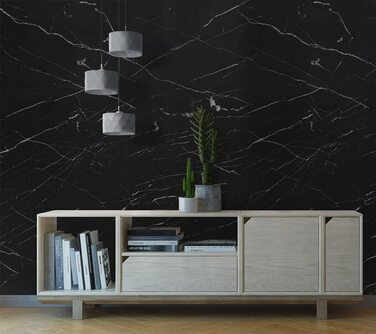 Мармур Resimdo Premium (Nero Marquina, 0,5 м x 1,22 м) Клейка плівка для плитки Меблева плівка Стандартна антибактеріальна водонепроникна міцна знімна