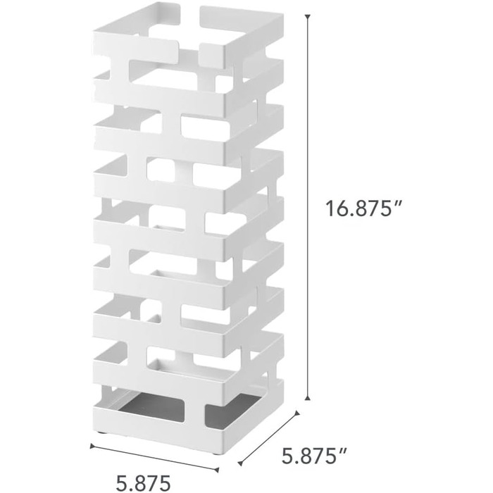 Підставка для парасольки Yamazaki 2362 BRICK, біла, сталь, мінімалістичний дизайн, 15 x 15 x 43 см (ДхШхВ)