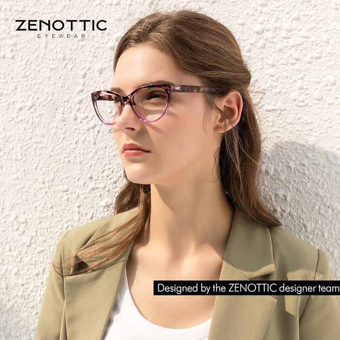 Окуляри для читання ZENOTTIC 4 пари якісних жіночих модних окулярів для читання, підходять для роботи/читання/вулиці/вечірки рожево-сіро-коричнево-сині 2,75x