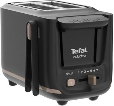 Тостер Tefal з 2 слотами, в т.ч. магнітні затискачі, великі елементи керування, 7 рівнів підсмажування, знімний ящик для крихт, функція висоти TT533811, чорний