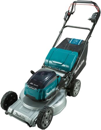 Безщіткова газонокосарка Makita DLM533PT4 Twin 18 В (36 В) Li-Ion LXT 53 см в комплекті з 4 батареями по 5,0 Ач і двопортовим зарядним пристроєм, синя