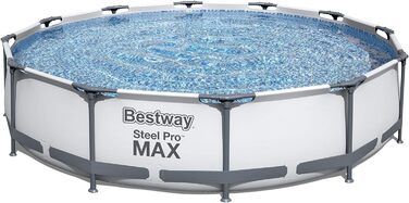 Комплект каркасного басейну Bestway Steel Pro MAX з фільтруючим насосом Ø 366 x 76 см, світло-сірий, круглий