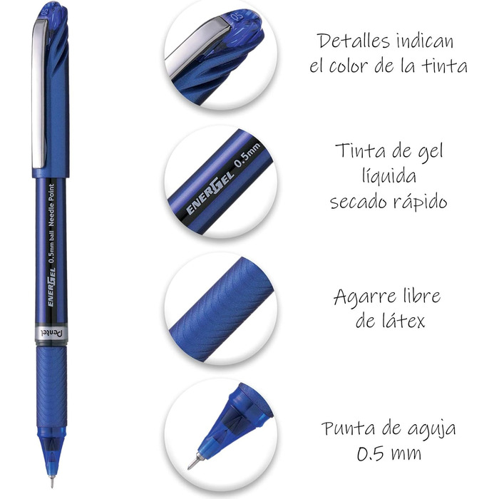 Рідкий гель-ролик Pentel BLN25-CX Energel Plus, кінчик голки 0,25 мм хід, 12 шт. , синій