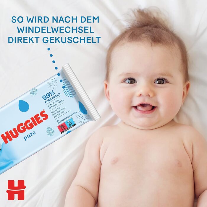 Вологі серветки Huggies Pure Дитячі серветки, упаковка 10 шт. (10 шт. 56 шт. )