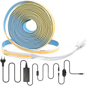 Світлодіодна стрічка Arote Light COB 12 В тепла біла світлодіодна стрічка COB з можливістю затемнення 3 м високої щільності 320 світлодіодів / м 960 світлодіодів 3000K з адаптером диммера IP20 для підсвічування телевізора Внутрішнє оздоблення спальні Тепл