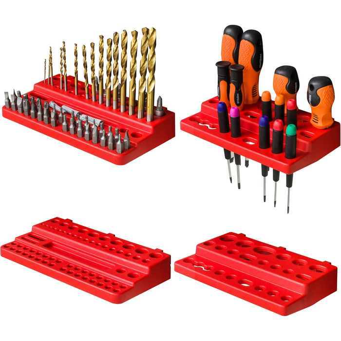 Абельні ящики Стінка для інструментів 230 x 78 см Тримач інструменту Настінна пластина Кронштейн Рейки Гараж Зберігання Майстерня Хобі (червоний), 84 шт.