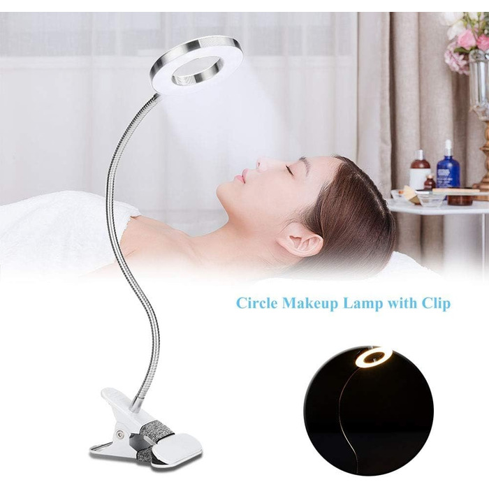 Косметична лампа, USB Circle Microblading Tattoo Lamp Портативний світлодіодний кліпса Настільний світильник для перманентного макіяжу Татуювання Манікюр Нарощування вій