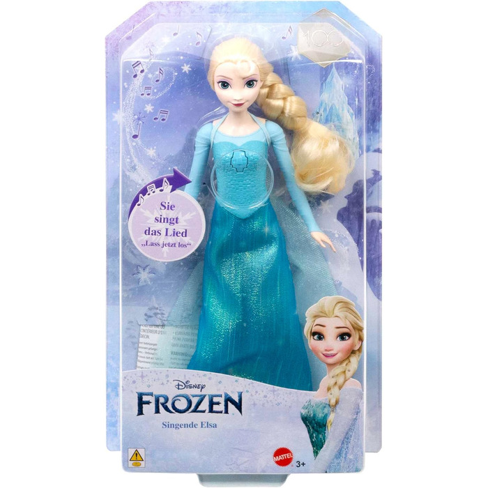 Іграшка Mattel Disney Frozen Льодяна королева, співаюча лялька Ельза в характерній сукні, співає Let's go з фільму Діснея Крижана королева, Подарунки для дітей, німецька версія HMG32 Лялька Ельза HMG32