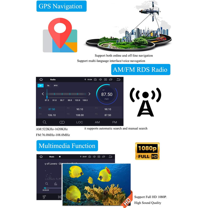 Автомобільна стереосистема 2 Din 8 ядерна оперативна пам'ять 4G ROM 64G Автомобільна навігація Автомобільна магнітола для Porsche Cayenne (2003-2010) (з волоконно-оптичним декодером), 9 Android 10.0