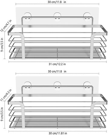 Поличка для душу Oriware без свердління з нержавіючої сталі SUS304, поличка для ванної кімнати, самоклеюча поличка для кошика для душу, тримач для шампуню для душу - 2 шт. з нержавіючої сталі 2 пакети