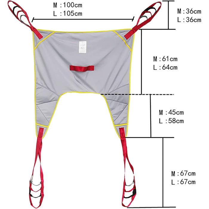 Слінг для унітазу, слінг для всього тіла пацієнта, підйомник для туалету у ванній кімнаті пацієнта, розділений ремінь для ніг, медичний ремінь для перенесення для людей похилого віку з обмеженими можливостями (розмір M) (L)