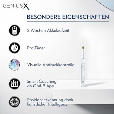 Електрична зубна щітка/електрична зубна щітка Oral-B Genius X, 6 режимів чищення зубів для догляду за зубами, додаток зі штучним інтелектом і Bluetooth, подарунок чоловіку/жінці, дизайн коричневий, білий