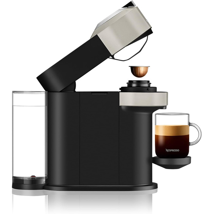 Машина Krups XN910B Nespresso Vertuo Next Кавова капсульна машина Кавоварка Nespresso Резервуар для води 1,1 л 6 розмірів чашок Функція вимкнення живлення 54 переробленого пластику Світло-сірий без піноутворювача молока