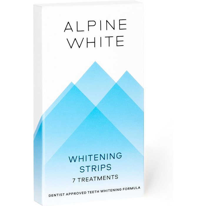 Відбілюючі смужки ALPINE WHITE для помітно біліших зубів всього за 3 дні професійне відбілювання зубів, розроблене та протестоване стоматологами та стоматологічними експертами I 7 застосувань (14 відбілюючих смужок)