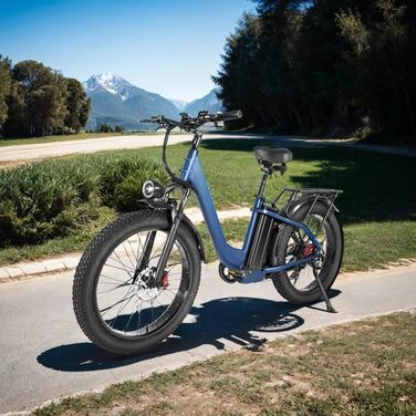 Електричні велосипеди Skivogr 26 E-Bike для жінок та чоловіків, міський електронний велосипед зі знімним акумулятором, шинами 4.0 Fat, гідравлічними гальмами, трекінговий електронний велосипед для пересування по всій місцевості синього кольору