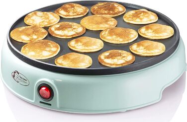 Виробник Bestron Poffertjes у ретро-дизайні, міні-млинці, голландські фірмові страви, торговий автомат для млинців з антипригарним покриттям та світловим індикатором, Sweet Dreams, колір м'ятний