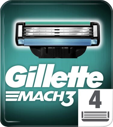 Леза системи Gillette Mach3, 4 магазини 4 шт. и (1 упаковка) леза для бритви