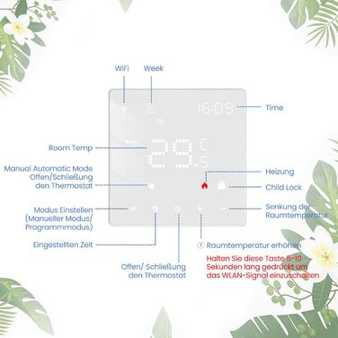 Розумний термостат WiFi для водяної теплої підлоги та газового котла, програмований кімнатний термостат із підтримкою Alexa, голосовим керуванням Google Home та дистанційним керуванням із додатком Smart Life (2,4 ГГц WiFi)