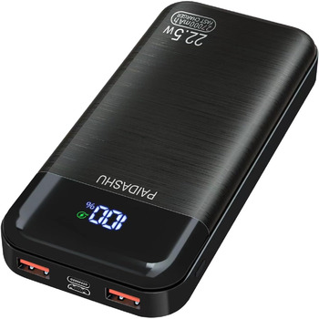 Зовнішній акумулятор  PD20W, 27000mAh з швидкою зарядкою, USB C, 3 виходи та 2 входи, зі світлодіодним дисплеєм 