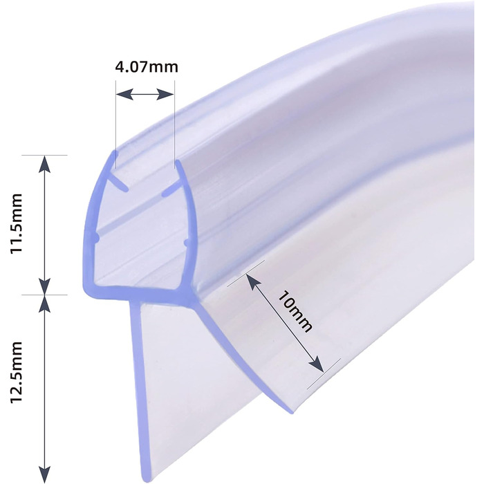 Душовий ущільнювач KOOBON Вигнутий 2 шт. 50 см Круглий душ Чверть кола Ущільнювач душових дверей відповідно до товщини скла 5 мм 6 мм Змінне ущільнення Душові кабіни Дефлектор води Душові двері Захист від бризок Скло від 50 см до 5/6 мм Скло типу А (2 шт.