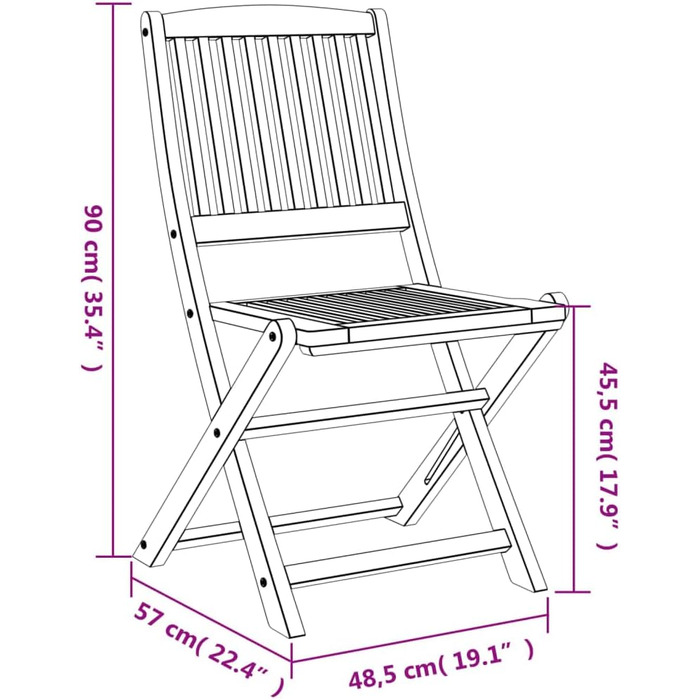 Садовий стілець 4 шт., Складаний стілець з планкою, Крісло для патіо зі спинкою, Садові меблі Балконні меблі, Розкладний Масив Дерева Акації