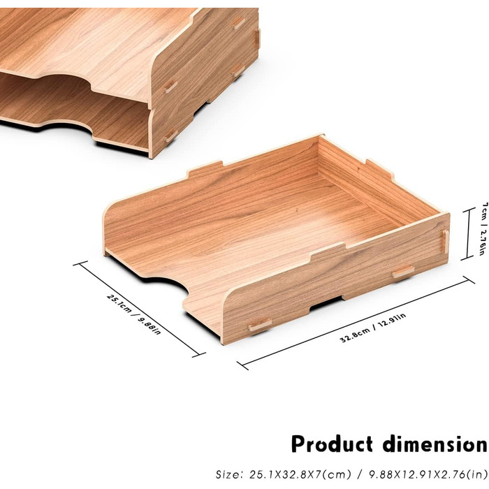 Відсіки для зберігання столу HORRAu штабельовані, лоток для листів дерев'яний для зберігання Стіл/Лоток для документів/Лоток для паперу Лоток для файлів A4