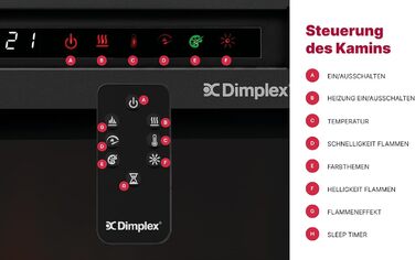 Електрична камінна топка Dimplex 211002 XHD28 28 Світлодіодні ліхтарі - Запатентований ефект полум'я Optiflame - Пульт дистанційного керування в комплекті, чорний