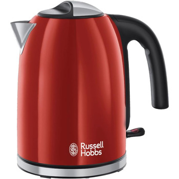 Чайник Russell Hobbs 1,7 л, 2400 Вт кольори нержавіюча сталь червоний (функція приготування під тиском, знімний фільтр з вапном, оптимізований вилив, зовнішній індикатор рівня води) Чайник для чаю 20412-70 Чайник 1,7 л