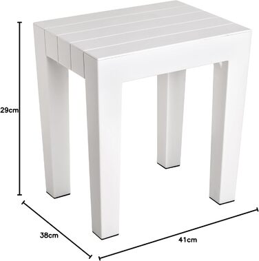 Лавка для табуретів Tatay 4436501 Lombok, поліпропілен, без BPA, з ефектом дерева, захист проти UVA, Max 130 кг, підходить для внутрішнього та зовнішнього використання 38x29x41 см. Білий колір