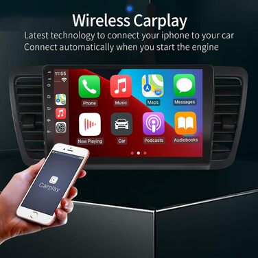 Автомобільна стереосистема EZoneTronics Carplay Android для Subaru Outback Legacy 2004-2009 з 9-дюймовим ємнісним сенсорним екраном, GPS-навігацією високої роздільної здатності, Bluetooth, Wi-Fi, USB-плеєром, 2 ГБ оперативної пам'яті 32 ГБ ПЗП