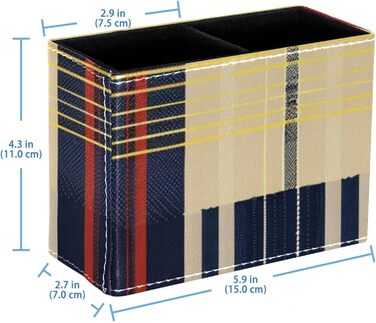 Тримач для ручки FNETJXF для столу, тримач для щітки, пульт дистанційного керування зі штучної шкіри Caddy, перевірка сітки, тартан, настільне зберігання, органайзер Pattern 2840
