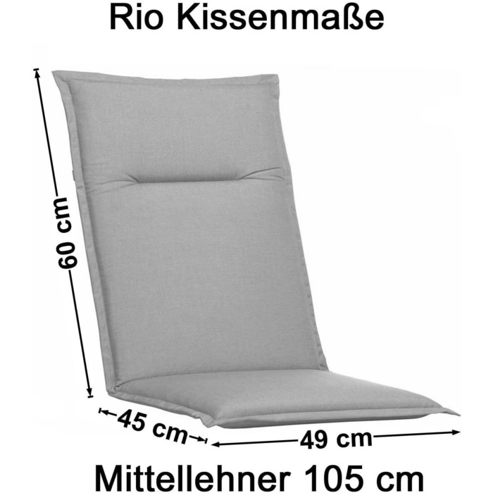 Подушки для крісла Midback 105 см Long Design Rio 50318-711 в сірому кольорі без крісла (1)