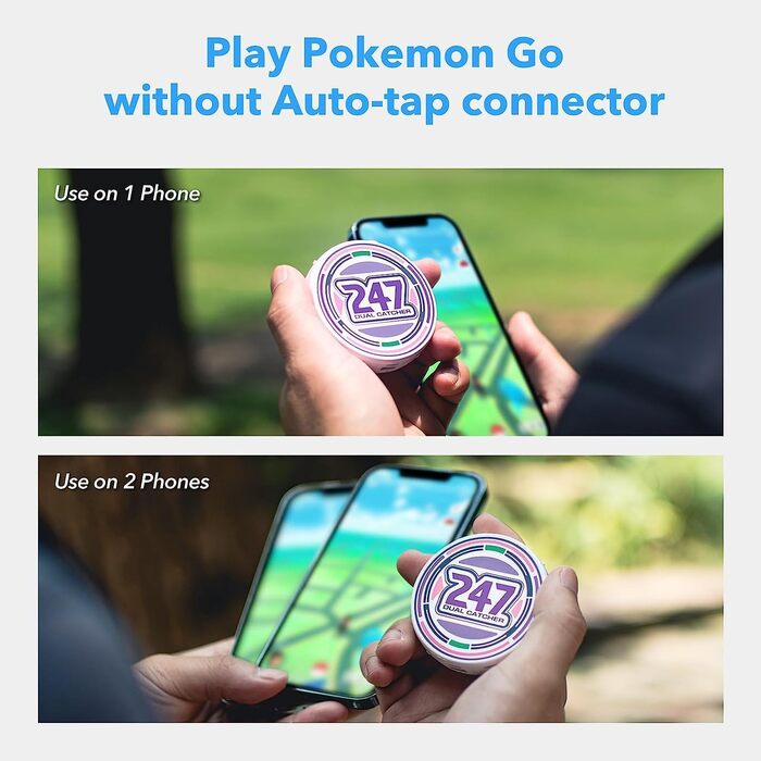 Для Poke Go, підтримує функцію автоматичного захоплення, автоматичного торкання, автоматичного з'єднання, більше 1 години з'єднання, сумісний з iOS та Android, 247 Dual Auto Catcher