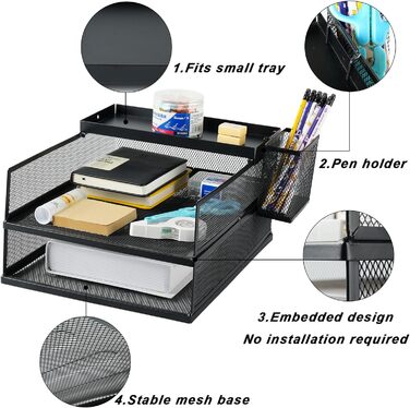 Штабельований лоток для листів ZNMYDMT з 3 рівнями, офісний стіл, органайзер для паперу, лотки для файлів, настільний тримач для аксесуарів для паперових листів, з тримачем для ручки