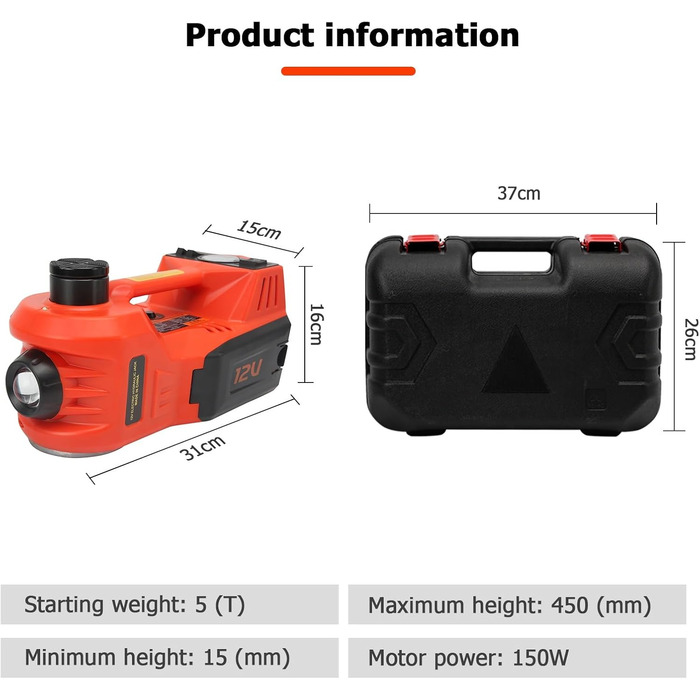 Домкрат, Інструмент для заміни шин, Набір електричних домкратів 5 т, Домкрат Джек Протектор Домкрат, Комплект для ремонту автомобіля 12 В 5 тонн, Інструмент для заміни шин, Ящик для інструментів, Аварійний ремонт для гаражів