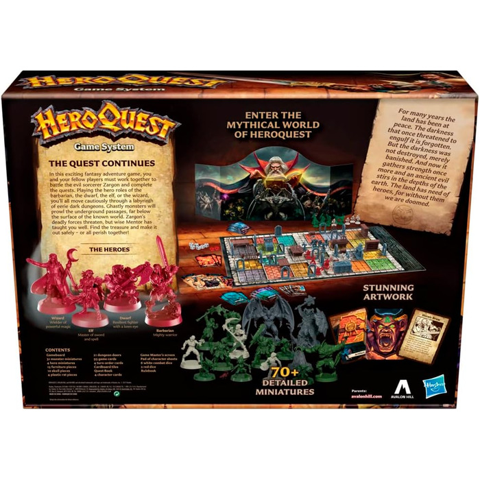 Настільна гра Avalon Hill HeroQuest базова гра, пригодницька гра в стилі фентезі, від 14 років, для 2 - 5 гравців, АНГЛІЙСЬКА МОВА HAS2847U Великобританія Мульти