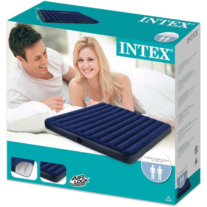 Надувне ліжко Intex 12-68755 Classic Downy Blue 'King', клапан 2-в-1, 183 x 203 x 22 см