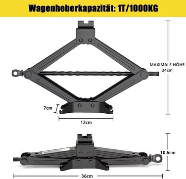 Домкрат 1Т, Професійний автомобільний домкрат, Максимальний підйомний домкрат Максимальна висота підйому 340 мм, Автомобільний домкрат стабільний з храповим механізмом Вантажопідйомність 1000 кг для позашляховика, вантажівки, легкового автомобіля 1Т Висот