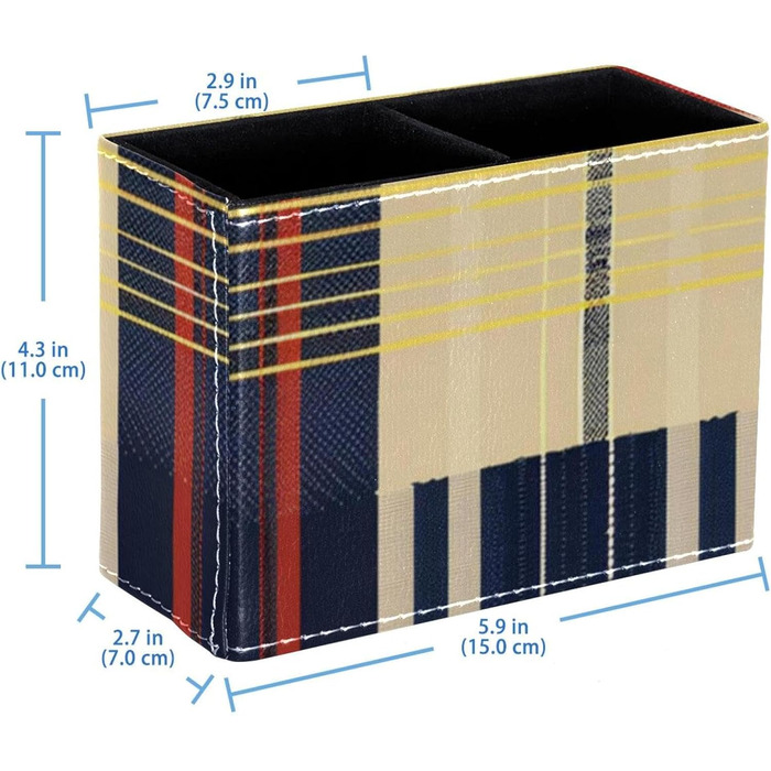 Тримач для ручки FNETJXF для столу, тримач для щітки, пульт дистанційного керування зі штучної шкіри Caddy, перевірка сітки, тартан, настільне зберігання, органайзер Pattern 2840