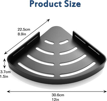 Душова полиця без свердління Душова полиця чорна Кутова полиця, трикутна душова корзина, полиця для ванної кімнати, душова кабіна для кухні туалету, алюміній, 2 шт. и, чорний матовий