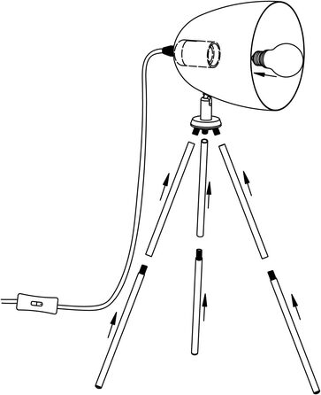 Настільна лампа EGLO Tripod Dundee, 1 полум'я вінтажна настільна лампа, сталева приліжкова лампа, колір М'ята, Розетка E27, в т.ч. Switch Mint Table Lamp