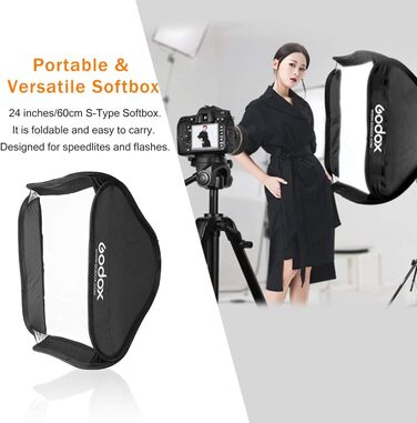 Складний софтбокс 60 см x 60 см Портативний софтбокс Bowens Stand Softbox для зйомки зі студійним спалахом камери (HS6060)