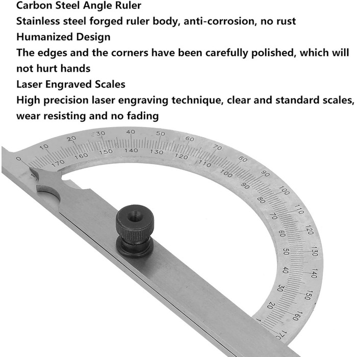 Транспортир з нержавіючої сталі 0-180 Градус Важіль транспортира Вимірювальна лінійка Інструмент Інженерний транспортир, універсальний транспортир для малювання